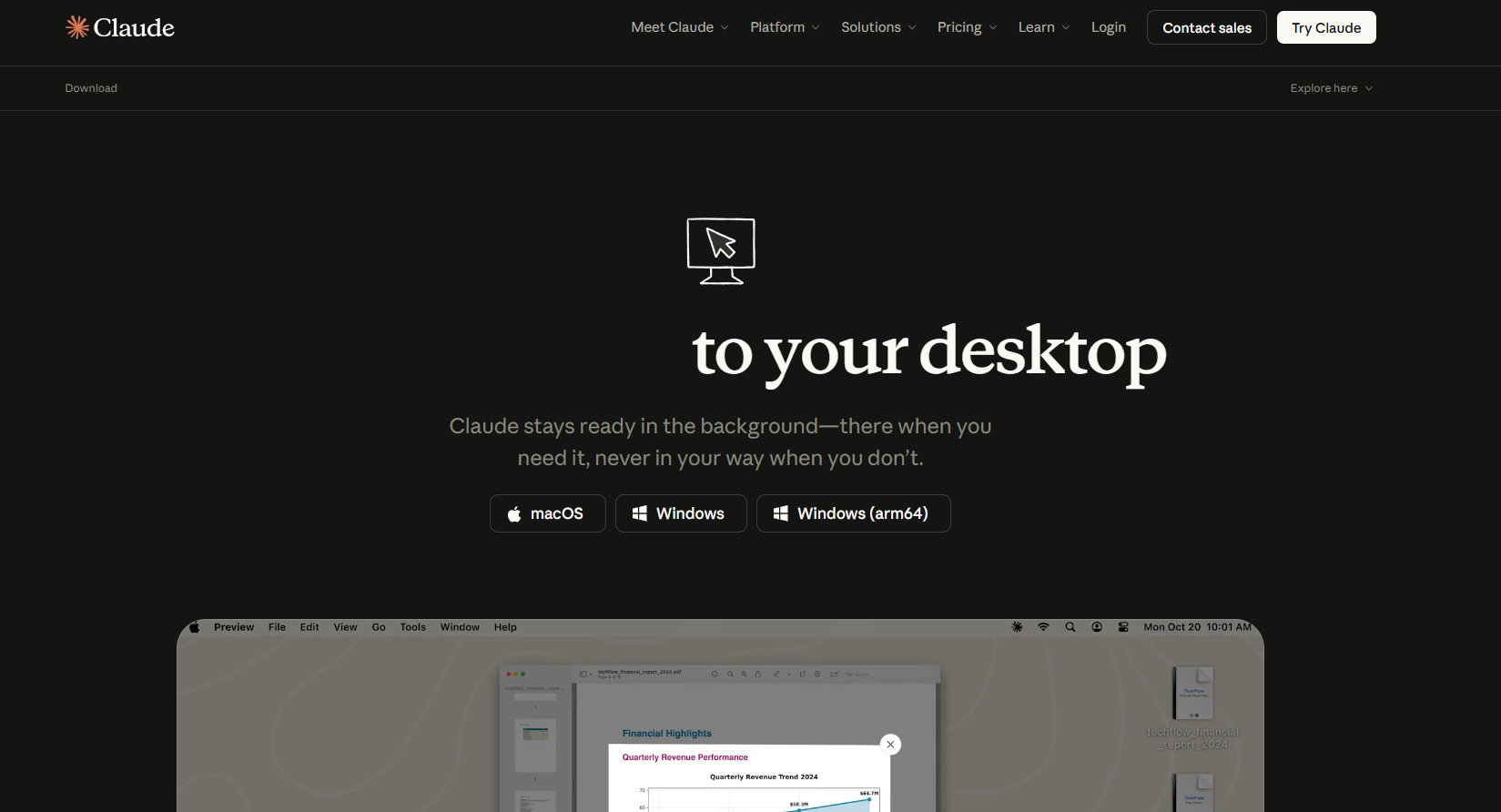 claude.com/download page - Bring Claude to your desktop